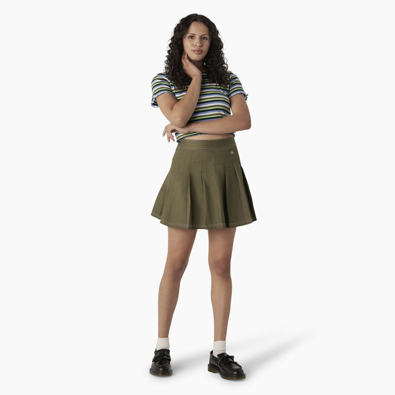 Dickies Twill Pleated Skirt Military Green ID-6g4DoZQX