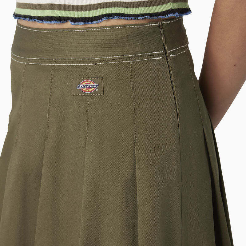 Dickies Twill Pleated Skirt Military Green ID-6g4DoZQX