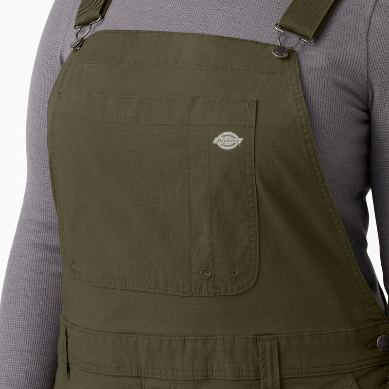 Dickies Plus Cooling Ripstop Bib Overalls Rinsed Military Green ID-6jeyC944