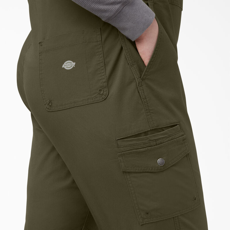 Dickies Plus Cooling Ripstop Bib Overalls Rinsed Military Green ID-6jeyC944