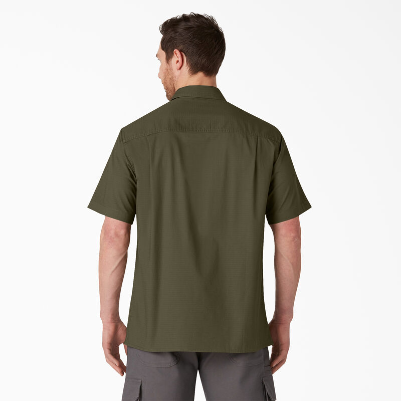 Dickies Short Sleeve Ripstop Work Shirt Rinsed Military Green ID-6wawwUCi