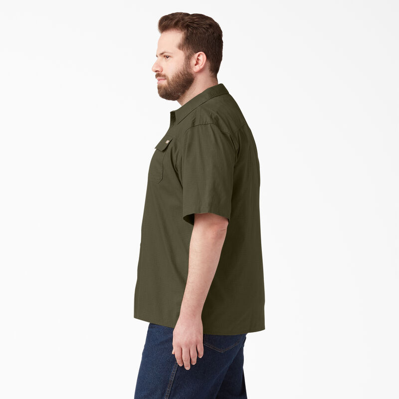 Dickies Short Sleeve Ripstop Work Shirt Rinsed Military Green ID-6wawwUCi