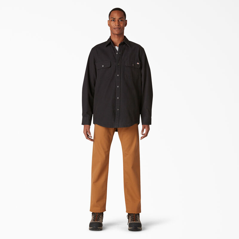 Dickies Long Sleeve Flannel-Lined Duck Shirt Rinsed Black ID-7YAnLdf0