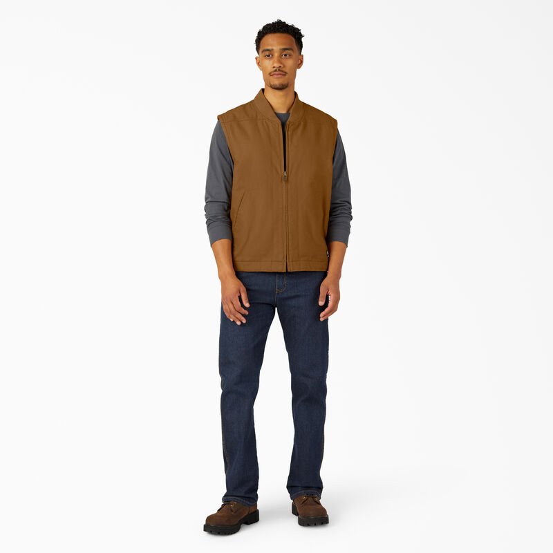 Dickies High Pile Fleece Lined Duck Vest Rinsed Brown Duck ID-7cBTKJcB