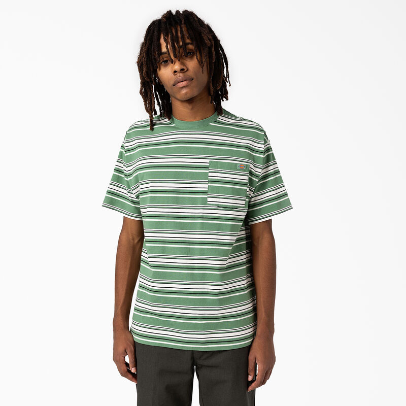 Dickies Relaxed Fit Striped Pocket T-Shirt Dark Ivy Variegated Stripe ID-7i0vT6qQ