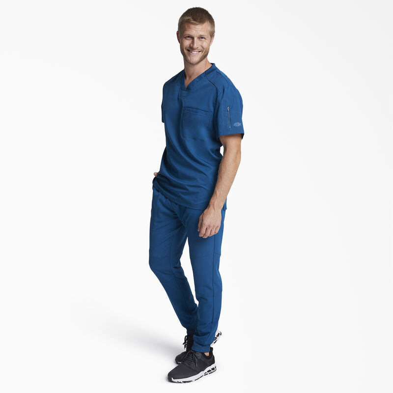 Dickies Men's Dynamix V-Neck Scrub Top with Zip Pocket Caribbean Blue ID-7qP4ryOc