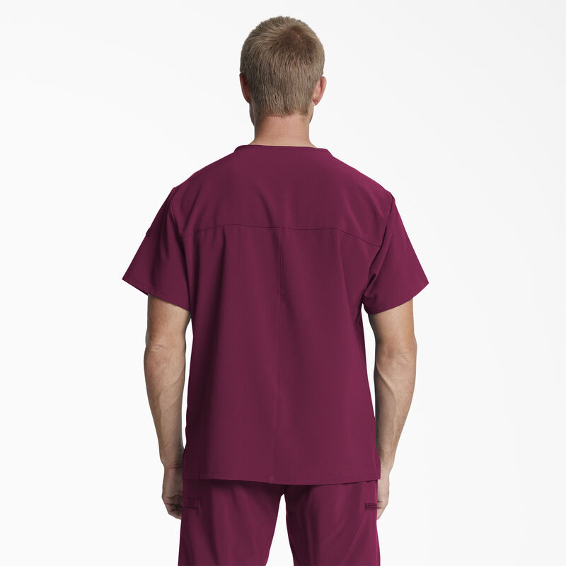 Dickies Men's EDS Essentials V-Neck Scrub Top Wine ID-83q3e5TL