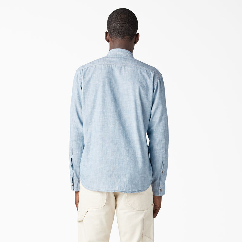 Dickies 1922 Long Sleeve Work Shirt Bleach Blue Chambray ID-8A2KQ0nv
