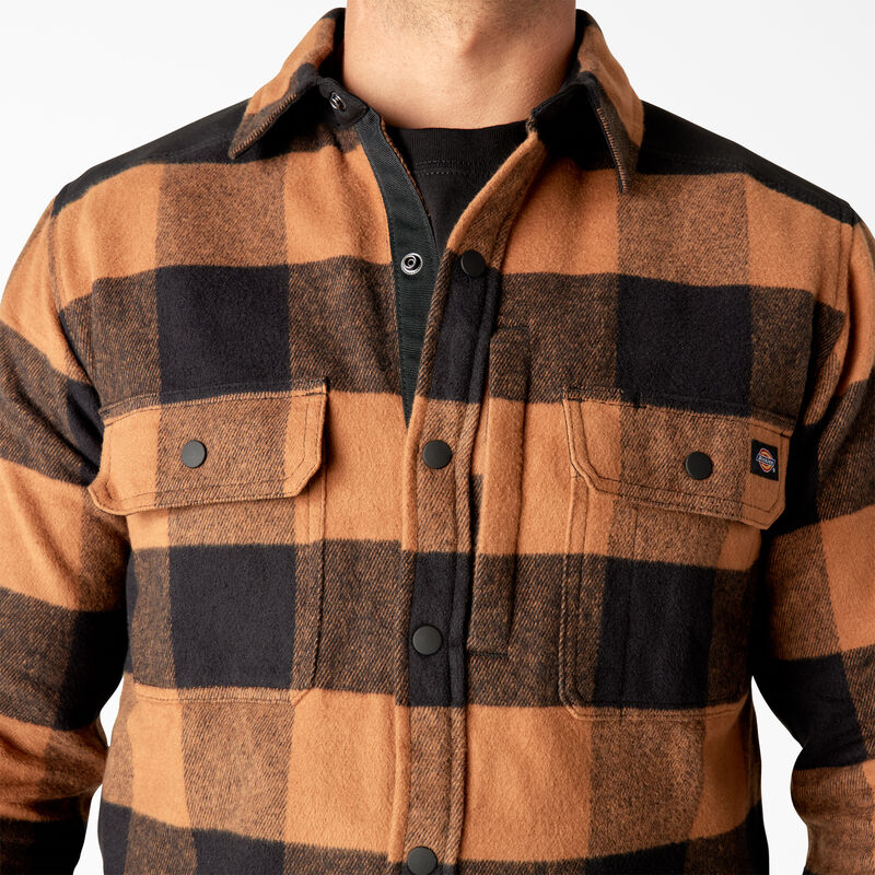 Dickies Heavyweight Brawny Flannel Shirt Brown Duck/Black Buffalo Plaid ID-8XequLLj