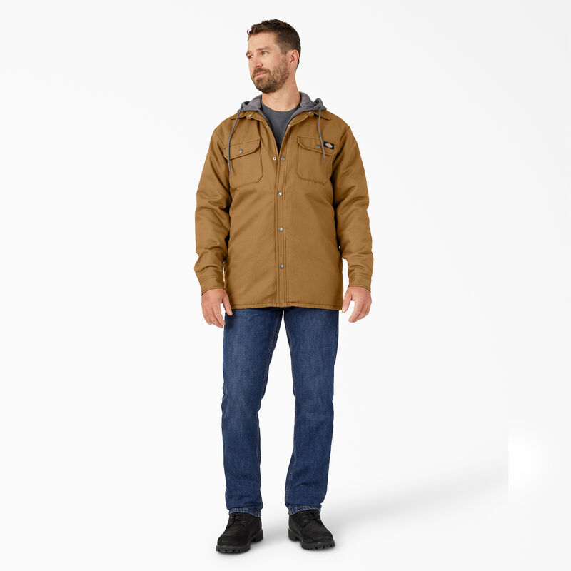 Dickies Water Repellent Duck Hooded Shirt Jacket Brown Duck ID-8Y7KT1PS