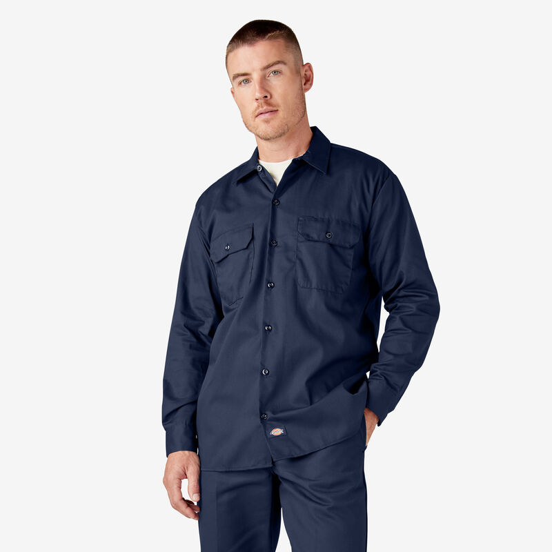 Dickies Long Sleeve Work Shirt Navy Blue ID-8hhDvQLy