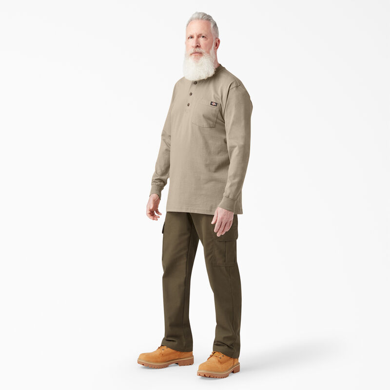 Dickies Heavyweight Long Sleeve Henley T-Shirt Desert Sand ID-8r9JWnE8