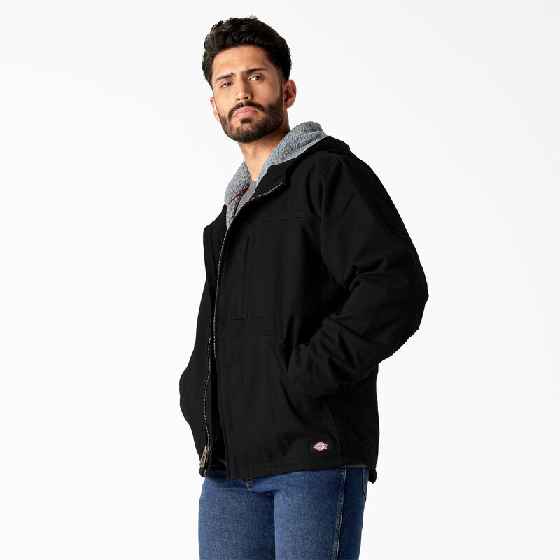 Dickies Duck Canvas High Pile Fleece Lined Jacket Rinsed Black ID-95H83Wz1