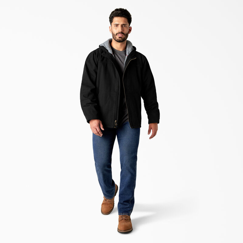 Dickies Duck Canvas High Pile Fleece Lined Jacket Rinsed Black ID-95H83Wz1
