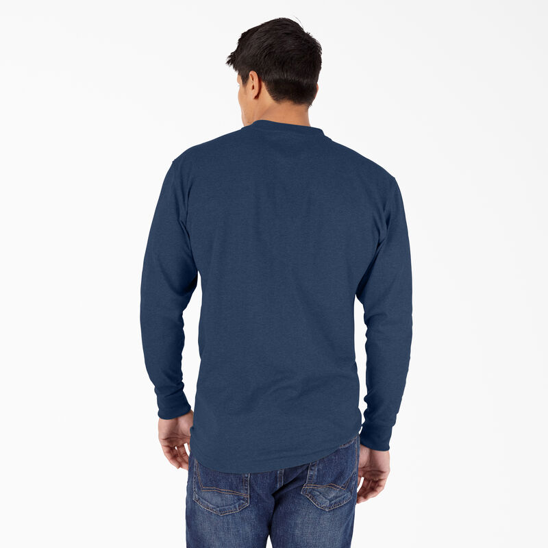 Dickies Heavyweight Heathered Long Sleeve Henley T-Shirt Dark Navy Heather ID-9GuoStlZ