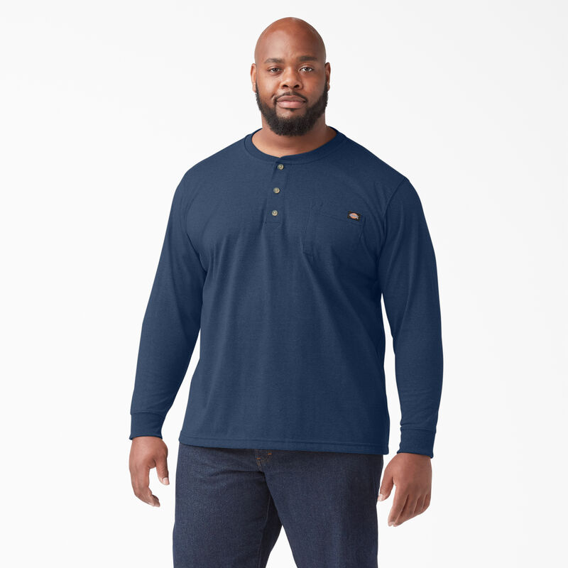 Dickies Heavyweight Heathered Long Sleeve Henley T-Shirt Dark Navy Heather ID-9GuoStlZ