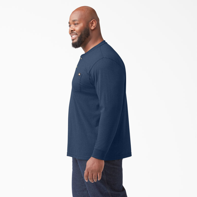 Dickies Heavyweight Heathered Long Sleeve Henley T-Shirt Dark Navy Heather ID-9GuoStlZ