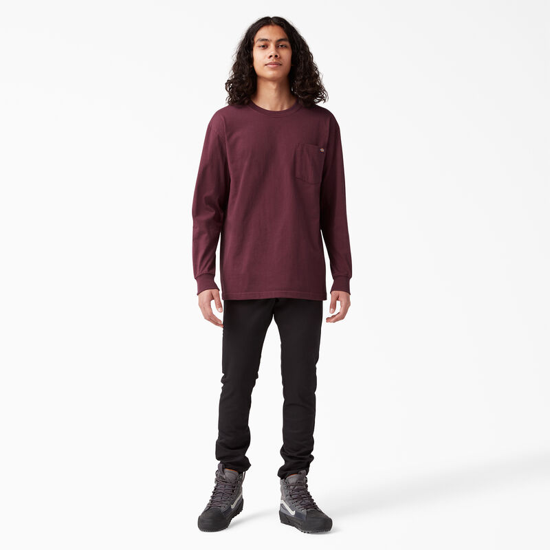 Dickies Heavyweight Long Sleeve Pocket T-Shirt Burgundy ID-9JvFLTlX
