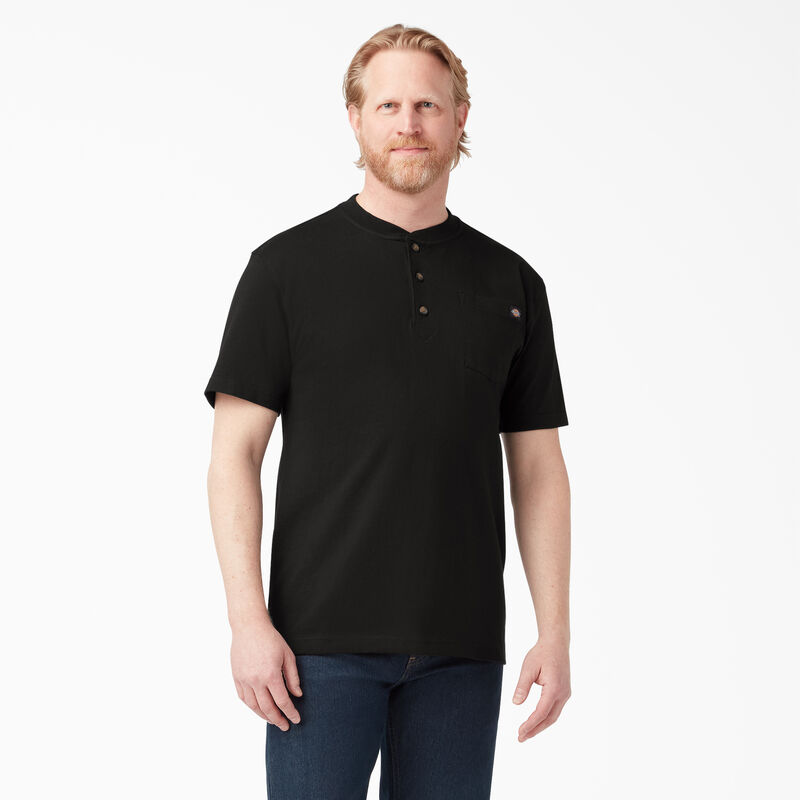 Dickies Heavyweight Short Sleeve Henley T-Shirt Black ID-9PMSrR9J