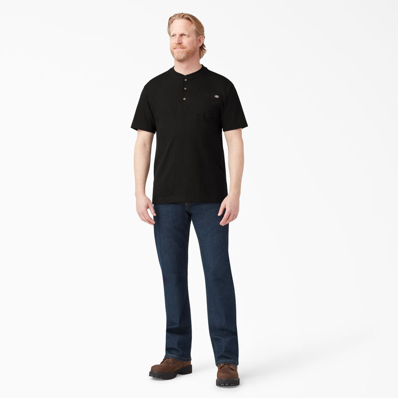 Dickies Heavyweight Short Sleeve Henley T-Shirt Black ID-9PMSrR9J