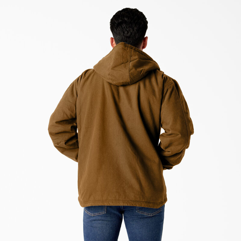 Dickies Duck Canvas High Pile Fleece Lined Jacket Rinsed Brown Duck ID-9Q3EBXGE