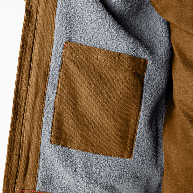 Dickies Duck Canvas High Pile Fleece Lined Jacket Rinsed Brown Duck ID-9Q3EBXGE