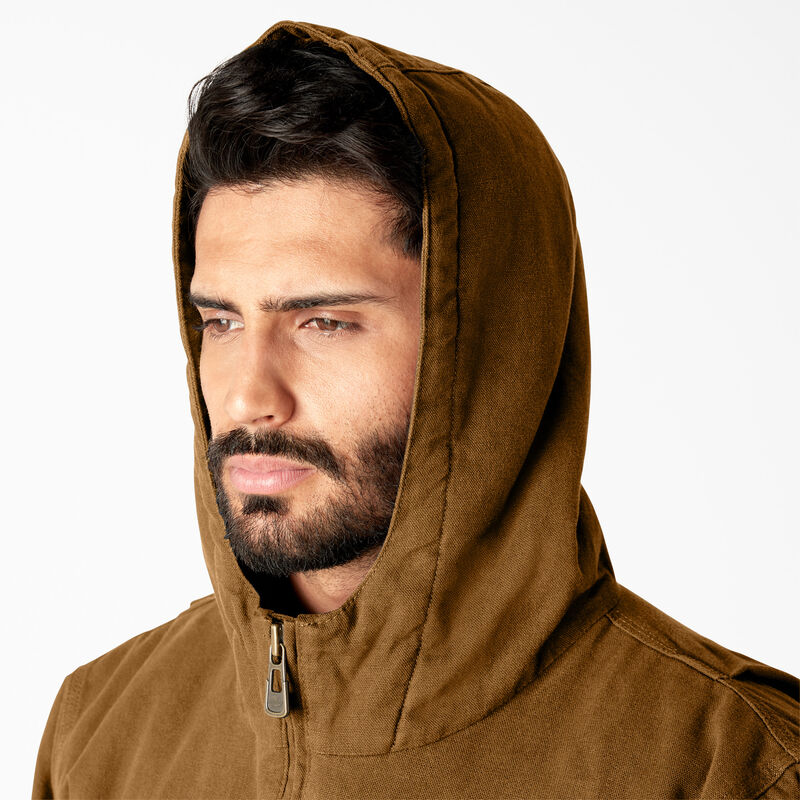 Dickies Duck Canvas High Pile Fleece Lined Jacket Rinsed Brown Duck ID-9Q3EBXGE
