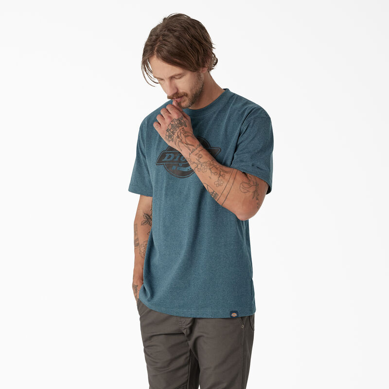 Dickies Short Sleeve Heavyweight Logo T-Shirt Baltic Blue ID-9jN70Bxh