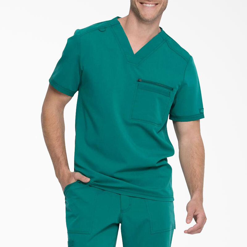 Dickies Men's Balance V-Neck Scrub Top Hunter Green ID-9kxZX7MK