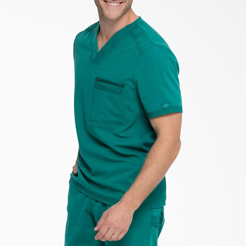 Dickies Men's Balance V-Neck Scrub Top Hunter Green ID-9kxZX7MK