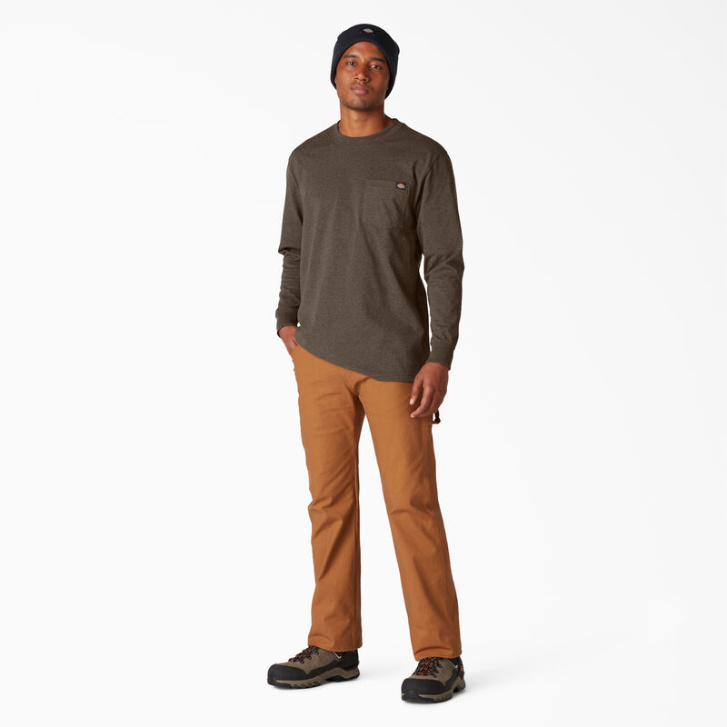 Dickies Heavyweight Heathered Long Sleeve Pocket T-Shirt Chocolate Heather ID-9m7h4Fe4