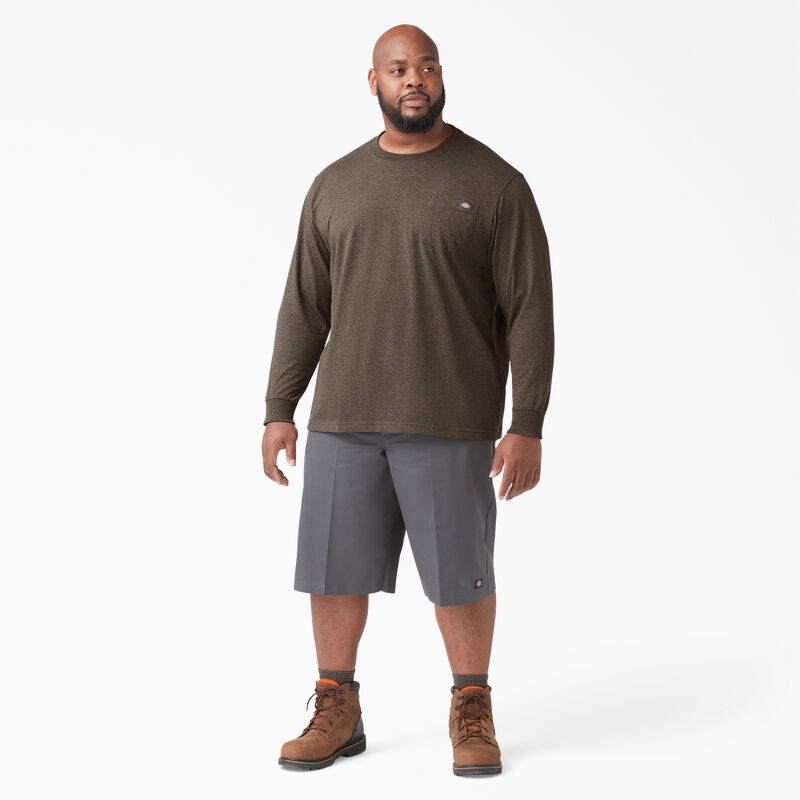 Dickies Heavyweight Heathered Long Sleeve Pocket T-Shirt Chocolate Heather ID-9m7h4Fe4