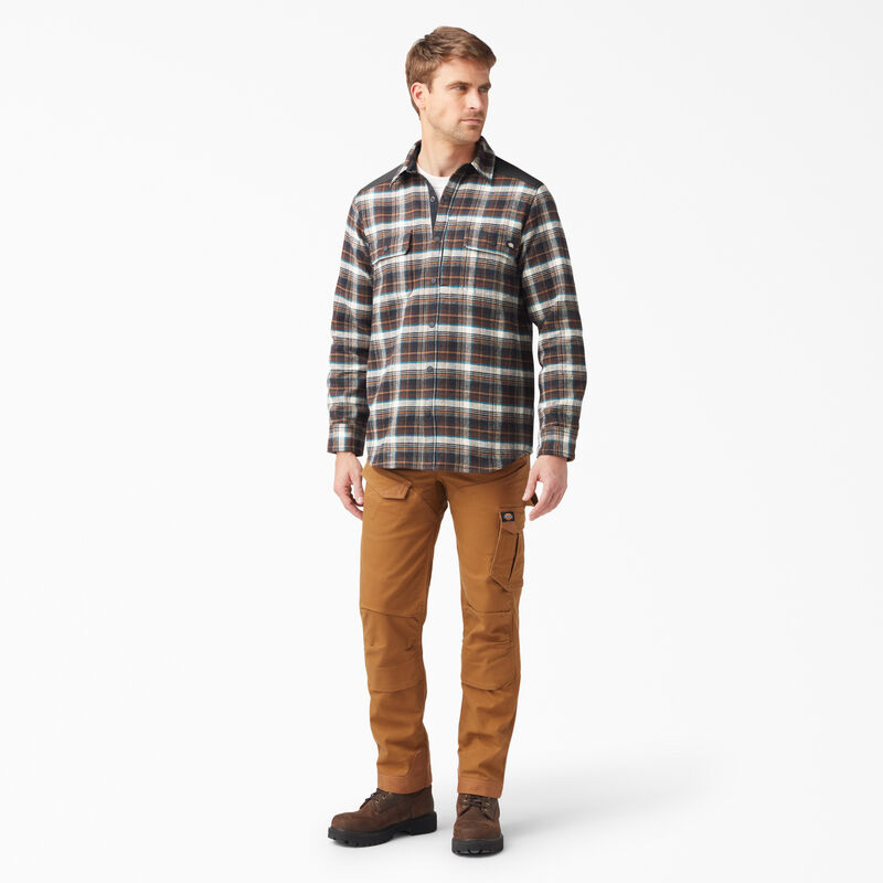 Dickies Heavyweight Brawny Flannel Shirt Chocolate Brown Plaid ID-A330RnuC