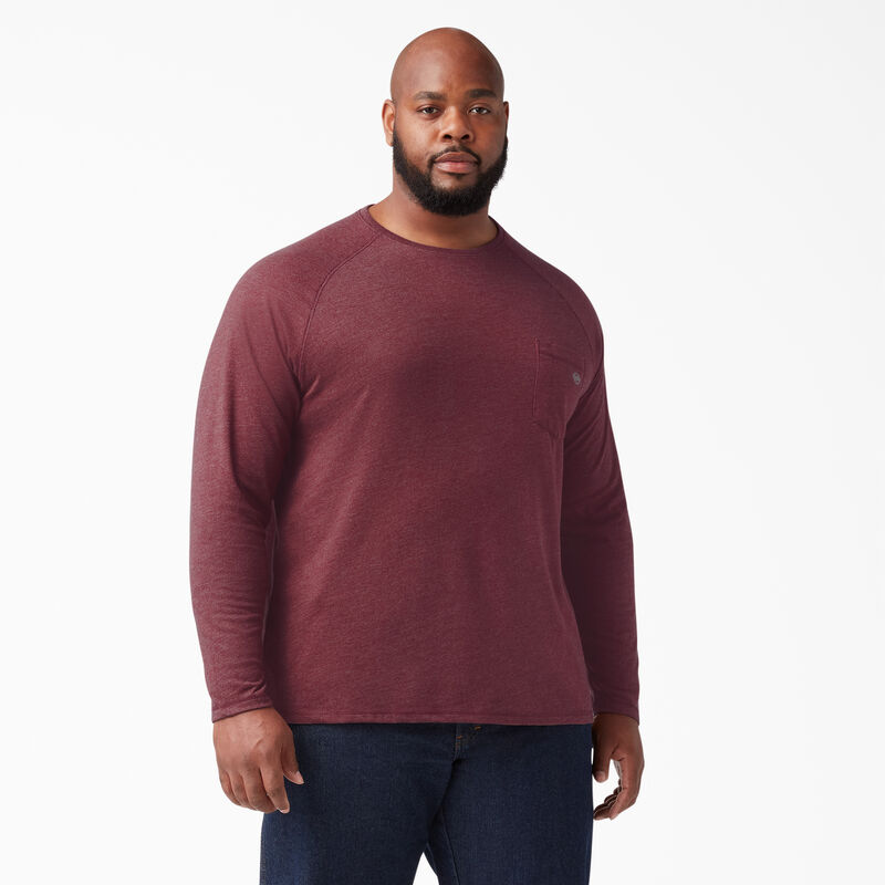 Dickies Cooling Long Sleeve Pocket T-Shirt Burgundy Heather ID-B2osHcMI
