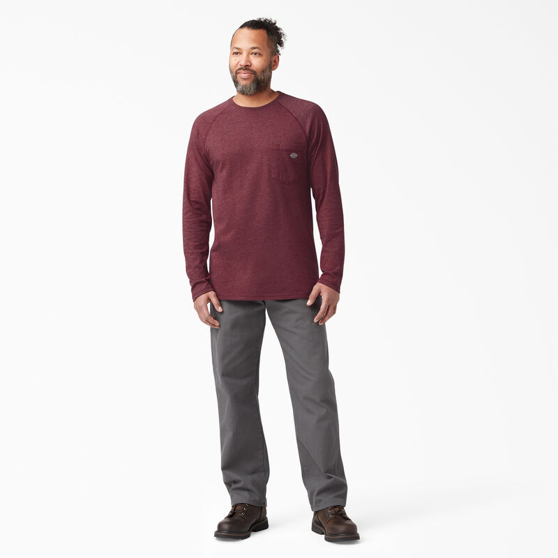 Dickies Cooling Long Sleeve Pocket T-Shirt Burgundy Heather ID-B2osHcMI