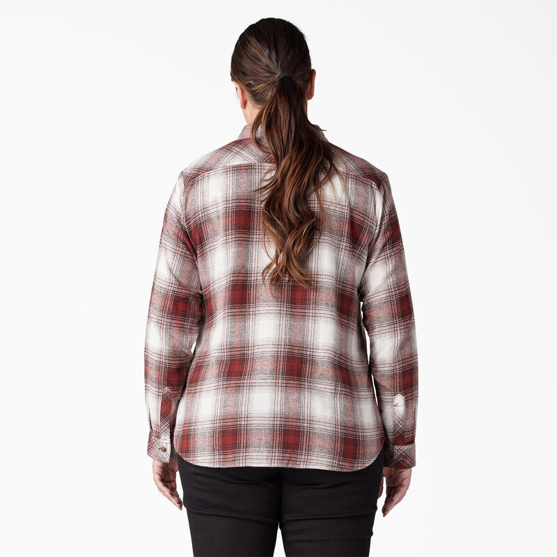 Dickies Plus Long Sleeve Plaid Flannel Shirt Fired Brick Ombre Plaid ID-BKZuzRHZ