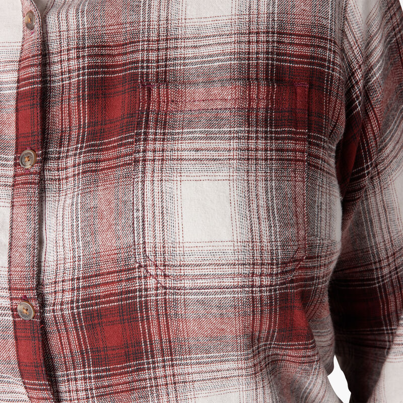 Dickies Plus Long Sleeve Plaid Flannel Shirt Fired Brick Ombre Plaid ID-BKZuzRHZ
