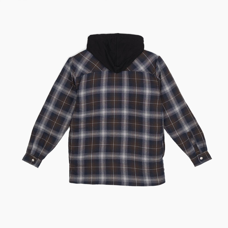 Dickies Water Repellent Flannel Hooded Shirt Jacket Ink Navy/Chocolate Brown Plaid ID-BT0YLqFX