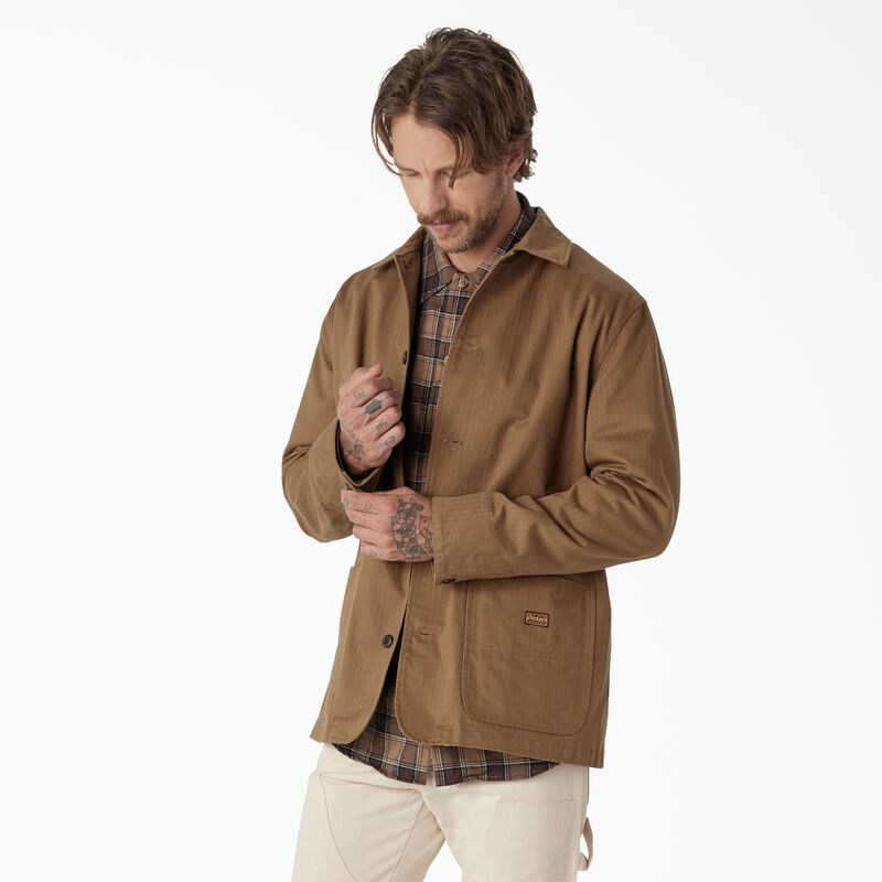 Dickies 1922 Herringbone Jacket Rinsed Timber Brown ID-BV4qQ76c