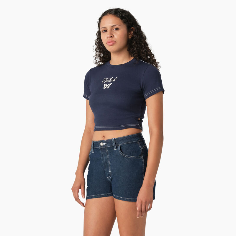 Dickies Butterfly Graphic Cropped Baby T-Shirt Ink Navy ID-BoBU1aZt