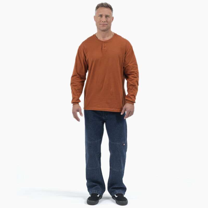 Dickies Long Sleeve Henley T-Shirt Gingerbread Brown ID-CmKUGAbB