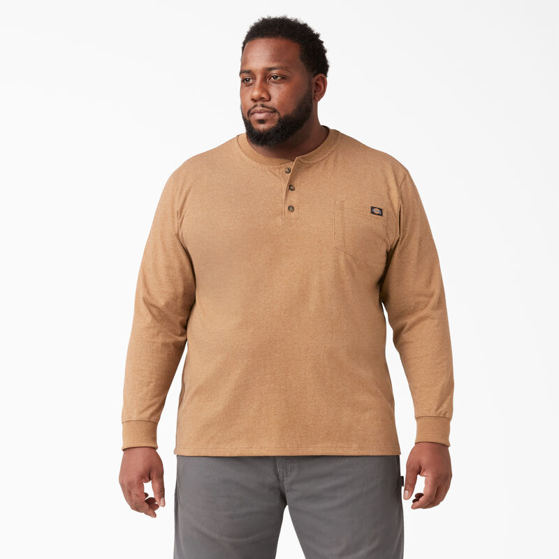 Dickies Heavyweight Heathered Long Sleeve Henley T-Shirt Brown Duck Heather ID-D8qHCYAt