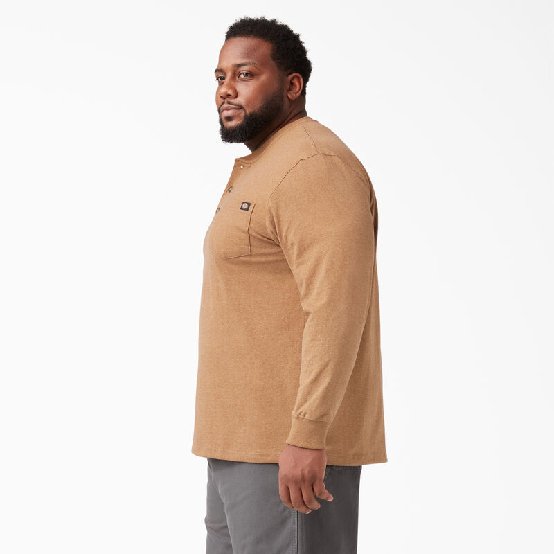 Dickies Heavyweight Heathered Long Sleeve Henley T-Shirt Brown Duck Heather ID-D8qHCYAt