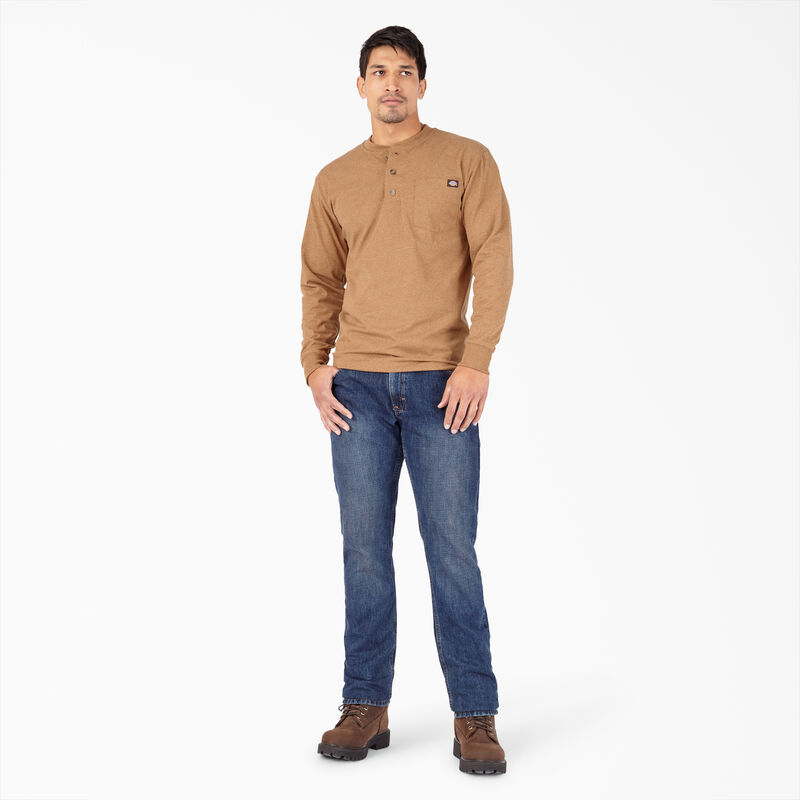 Dickies Heavyweight Heathered Long Sleeve Henley T-Shirt Brown Duck Heather ID-D8qHCYAt