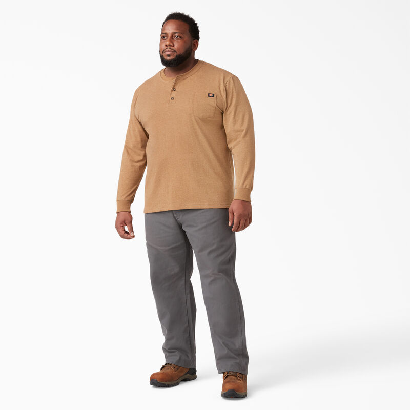 Dickies Heavyweight Heathered Long Sleeve Henley T-Shirt Brown Duck Heather ID-D8qHCYAt