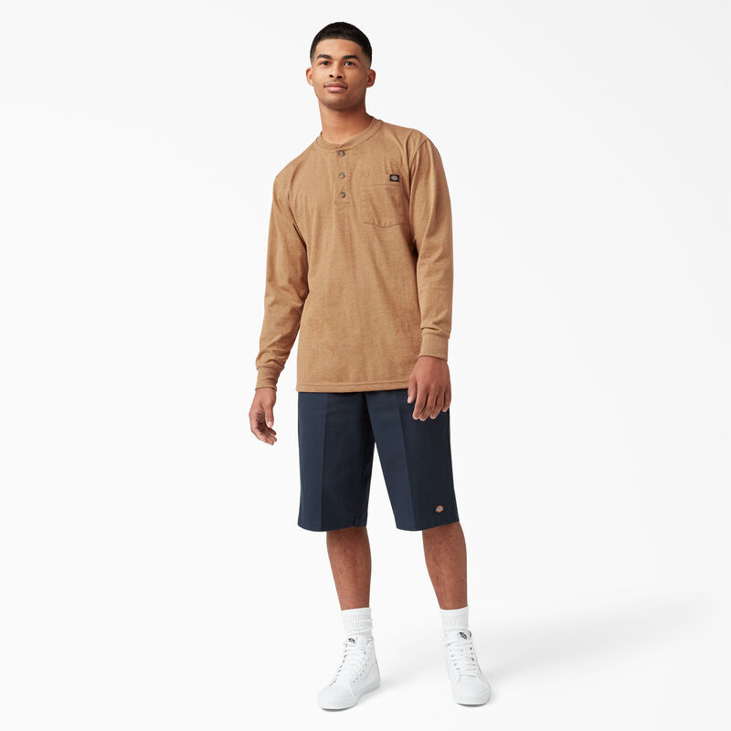 Dickies Heavyweight Heathered Long Sleeve Henley T-Shirt Brown Duck Heather ID-D8qHCYAt