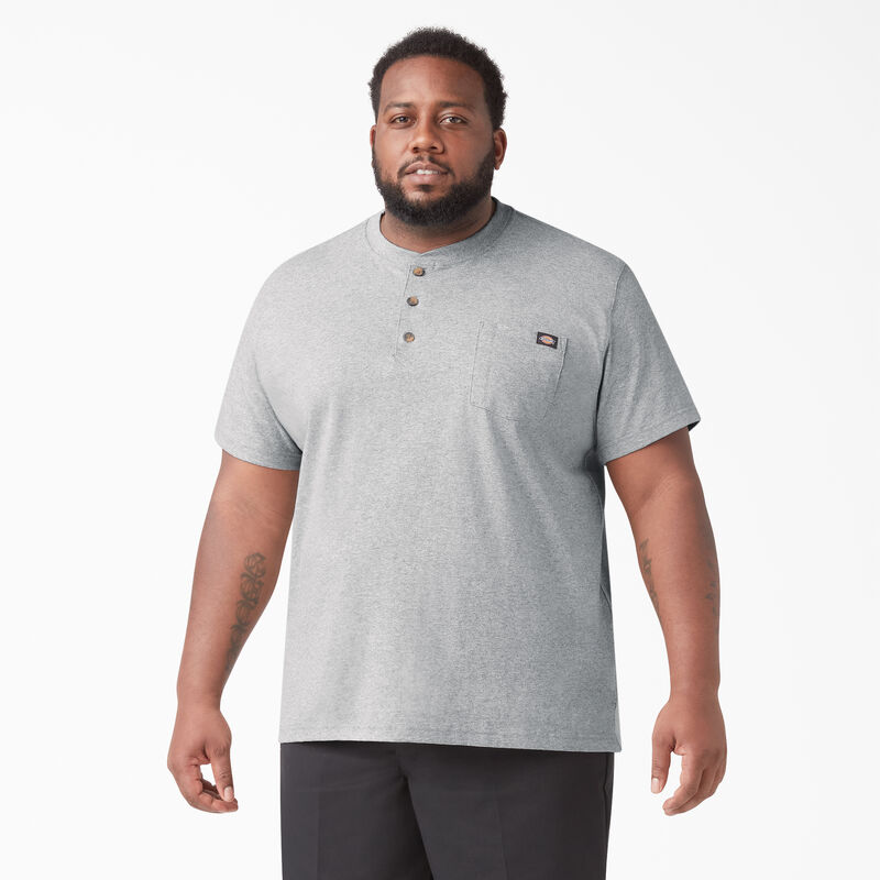 Dickies Heavyweight Short Sleeve Henley T-Shirt Heather Gray ID-DHKZ6NUi