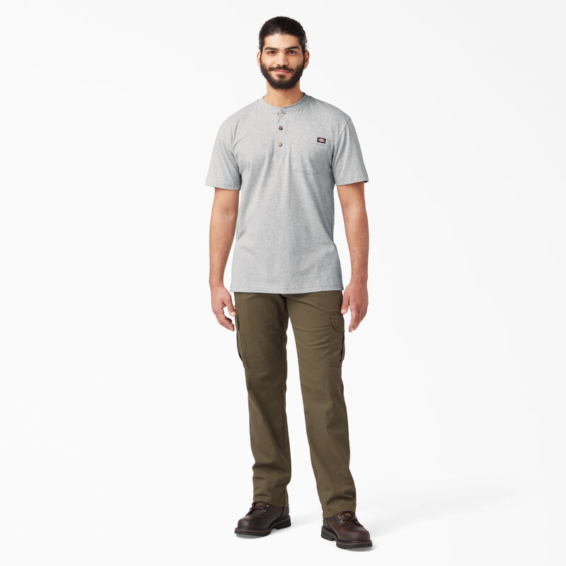 Dickies Heavyweight Short Sleeve Henley T-Shirt Heather Gray ID-DHKZ6NUi