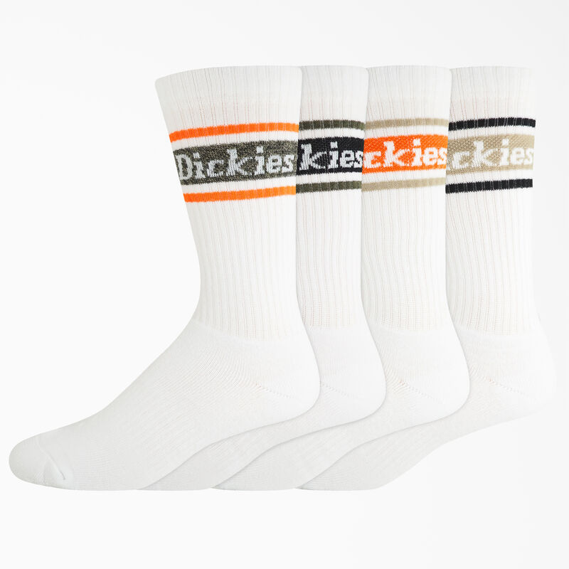 Dickies Rugby Stripe Socks, Size 6-12, 4-Pack White Multi Stripe ID-Dr0Aqj15