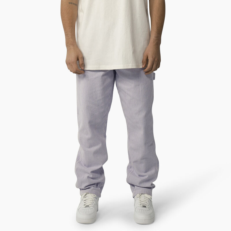 Dickies Garyville Regular Fit Hickory Stripe Carpenter Pants Ecru/Lilac ID-E7D79bfF